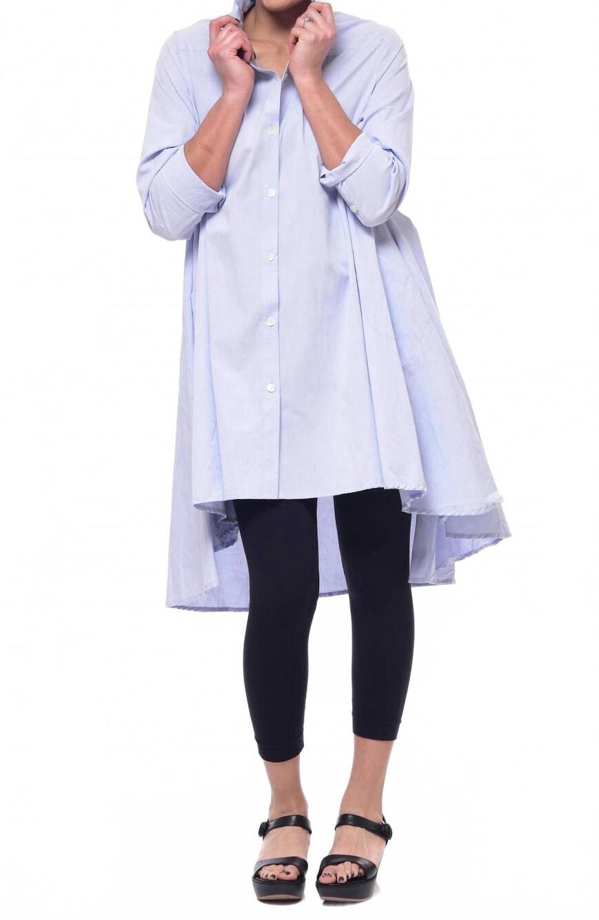 NEW TULIP CLOTHING lulu button-front shirt in light blue chambray